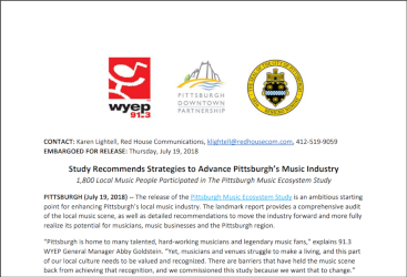 Press Release: Pittsburgh Music Study